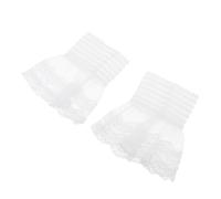 Abaodam Elegant White Lace Fake Wrist Detachable Victorian Style Pleated Chiffon Sleeve Accessories Soft Breathable Costume Trim for Wedding Lolita Photo Shoot