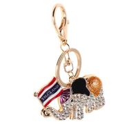 Abaodam Elephant Charm Keyring Keychain with Flag Bling Alloy Rhinestone Dazzling Shine Compact Backpack Handbag Accessories 3.73x2.55x0.47in