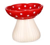 Abaodam Elevated Ceramic Cat Feeding Bowl Wide Design for Whisker Fatigue Relief Stable and Easy to Clean Pet Food Holder Attractive Mushroom Shape for Stylish Feeding Space