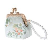 Abaodam Embroidered Floral Clutch Purse for Women Small Square Fabric Change Purse with Double Clasp Embroidery Wallet Coin Holder Suitable for Daily Use