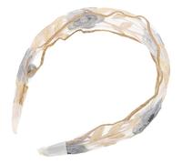 Abaodam Embroidered Floral Wide Headband for Women, Grey Yellow Mesh Hair Accessory with Ethnic Style, Fashionable Hair Decoration Suitable for Daily and Party Wear