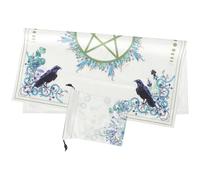 Abaodam Emerald Plush Tarot Tablecloth and Storage Bag Set with Pentagram Design Astrology Divination Desk Cloth Prop for Ritual Altar and Tarot Reading Square Game Mat and Witchcraft