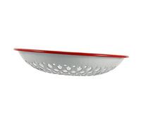 Abaodam Enamel Draining Basket Fruit Washing Basin Hollow Kitchen Colander Red Multipurpose Strainer Tray for Fruits Vegetables and Bread