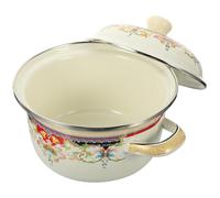 Abaodam Enamel Stock Pot with Lid 1800ml Capacity Creative Design Smooth Surface Sturdy Enamel Material Household Cooking Stew Pot Suitable for Home Kitchen Use Random Color