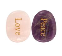 Abaodam Engraved Inspirational Healing Crystal Stones Set with Amethyst and Citrine Worry Stones for Stress Relief and Meditation, Peace and Love Messages, Pocket Palm Crystals