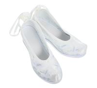 Abaodam Ethnic Style Hanfu Embroidered Shoes with Hidden Wedge Heel for Women White Traditional Chinese Minority Cloth Footwear Breathable Comfortable Slippers for Casual and Formal Wear