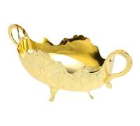 Abaodam European Style Double Handle Fruit Serving Plate Metal Dish with Embossed Pattern and Good Ventilation, Zinc Alloy Decorative Tray for Living Room and Counter, Elegant Vintage