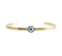 Abaodam Evil Eye Adjustable Titanium Steel Bangle Bracelet for Women Open Minimalist Wrap Eye Protection Jewelry Design Gold Tone