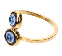 Abaodam Evil Eye Open Wrap Ring for Women, Turkish Blue Eye Design, Adjustable Minimalist Statement Jewelry, Ethnic Style Finger Band for Everyday Wear