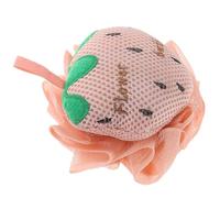 Abaodam Exfoliating Shower Ball Double Sided Mesh Pouf Large Size Strawberry Shaped Cute Korean Style Pink Polyester Cotton Pe Bubble Bath Scrubber for Bath Routine