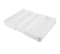 Abaodam Expandable White Plastic Silverware Organizer for Kitchen Drawers with Adjustable Design and Multifunctional Compartments, for Sorting Spice Bottles and Kitchen Utensils in A