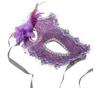Abaodam Face Mask Sturdy Hard Plastic Material Elegant with Venetian Purple Lace Lily Flower Design and Rhinestones, Comfortable to Wear for Costume Party and Masquerade Events