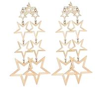 Abaodam Fashion Zircon Star Earrings for Women Alloy Five-pointed Long Drop Design Easy to Wear Daily Chic Jewelry Gift for Birthday and Holidays Golden