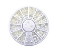 Abaodam Flat Back Pearl Cabochons Nail Pearls 200pcs 3mm Mixed Sizes 2mm and Resin Beige Plastic Box for Jewelry Making Cell Phone Case Decoration