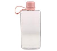 Abaodam Flat Water Bottle, 400ml Portable Sports Water Cup Reusable Plastic Flask Pocket for Outdoor Travel Fitness Gym, Leak-proof Easy Grip Pink