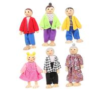 Abaodam Flexible Wooden Dolls Family Movable Miniature Figures for Imaginative Play Safe Material Storytelling for Developing Motor Skills and Hand-eye Coordination