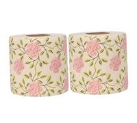 Abaodam Floral Printed Toilet Paper Rolls 2pcs, Natural Bamboo Pulp Bathroom Tissue with Rose Pattern, Creative Decorative Hygiene Paper for Home and Travel Use