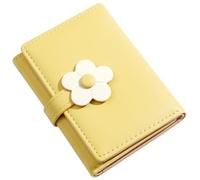Abaodam Flower Pattern Wallet for Girls Tri-fold Pu Leather Student Purse Portable Organizer with Yellow Colour Suitable for Outdoor and Home Use