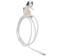 Abaodam Funny Dog Shaped Tpe and Copper Material USB C Fast Charging Cable 30w with Data Transfer Movable Spotted Dog Cover Dual Type-c Plugs for Home and Office Devices