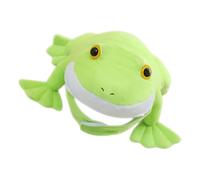 Abaodam Funny Plush Frog Hat Beanie Lightweight and Portable Party Costume Headwear for Halloween Cosplay and Performance Prop in Light Green Cartoon Animal Style