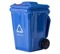 Abaodam Funny Wheelie Bin Mug with Lid - Novelty 3D Ceramic Blue Dustbin Coffee Cup, 400ml Large Recycling Trash Can Tea Mug, Hilarious Office Prank Gift for Him Dad Colleague
