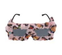 Abaodam Furry Rhinestone Plush Sunglasses Lightweight Square Frames Punk Eyewear for Masquerade Parties with Glamorous Sparkling Accents and Luxurious Soft Fur Finish