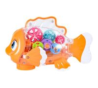 Abaodam Gear Fish Toy Car with Colorful Lights and Dynamic Sounds, Mechanical Fish Vehicle with Screwdriver, Battery-free, Interactive Toddler Toy for Boys and Girls Aged 1-5, Fun Indoor