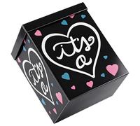 Abaodam Gender Reveal Balloon Paper Box in Black, Foldable and Simple Operation Decorative Storage Box for Party and Full Moon Celebrations