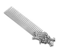 Abaodam Gentlemanly Dragon Head Zinc Alloy Beard and Hair Comb for Men Compact and Portable Pocket Comb with Fine Teeth for Detangling and Styling Beard and Hair Silver Metal