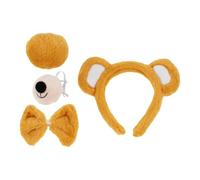 Abaodam Ginger Bear Ear Headband Set with Tail and Bowtie Plush Animal Cosplay Costume Interactive Dress Up Accessory for Parties Festivals and Roleplay Fun