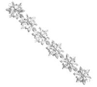 Abaodam Glass Rhinestone Flower Chain Applique, White Six-Flower Teardrop Crystal Waistband Decoration for Wedding Dress, DIY Clothing, Shoes, Bags Embellishment Accessories