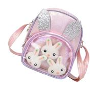 Abaodam Glittering Pink Sling Bag for Cartoon Bunny Designed Single Shoulder School Bag with Chic Zipper Stylish for ’ Daily Use and School