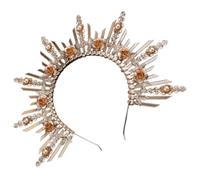 Abaodam Goddess Crown Headband for Girls, Decorative Plastic Hair Decoration Golden Colour, Delicate Lolita Style Headband for Halloween Party and Dancing