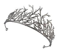 Abaodam Gold Branch Crown Tiara Headband for Women and Men, Black Thorn Leaf Wedding and Birthday Hair Accessory, Cosplay Bridal Halo Headdress