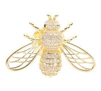 Abaodam Golden Bee Lapel Pin Rhinestone Decoration, Sturdy Copper Material, Delicate Making, Chic Appearance, for Daily Wearing and Festival Clothing Ornament