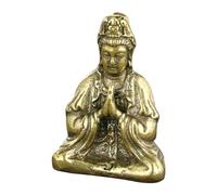 Abaodam Golden Brass Quan Yin Statue Decoration for Office and Dormitory, and Wear Resistant Buddha Ornament, Simple and Generous Style Housewarming