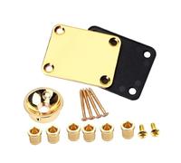 Abaodam Golden Metal Guitar Neck Plate Sturdy Neck Mounting Plate with Screws Set Protecting the Finish for Electric Guitar and Bass