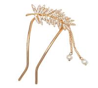 Abaodam Golden Metal U Shape Hair Pins for Bridal Hair with Plume Design Lightweight and Elegant for Formal Occasions
