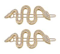 Abaodam Golden Snake with White Crystal Alloy Material Hair Clips 2pcs Easy to Fix Hair Accessories for Women and Teen, for School and Costume Photography