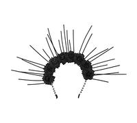 Abaodam Gothic Flower Crown Headband Black Metal Hair Accessory for Makeup and Hairstyle Decor with Delicate Lolita Style and Elegant Design