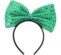 Abaodam Green Satin Headband Delicate Hair Accessory with Large Sequin Bow Fashionable and Comfortable Hair Hoop for School Or Wedding
