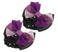 Abaodam Hair Bun Cover Net Metal and Oxford Cloth Material 2pcs with Three-layer Bow Design Holds Hair Perfectly Not Easy to Fall and Work for Women