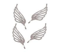 Abaodam Hair Clips Crystal Angel Wing Lightweight Rhinestone Zinc Alloy Accessories 4pcs Hairpins for Women Bridal Wedding Banquets