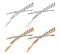 Abaodam Hair Clips for Weddings and Dates for Women Elegant and Versatile Accessories Rhinestone X-shaped Metal 4 Pcs Hairpins Easy to Use and Comfortable to Wear