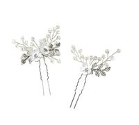 Abaodam Hair Clips Hair Sticks Decoration for and Holiday Use 2pcs Silver Crystal Floral Zinc Alloy Beautiful Retro Style