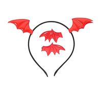 Abaodam Halloween Bat Headband and Hair Clips Set of 2 - Simulation Flying Bat Wings Headband with Clips Hair Accessories for Women Child Red Cosplay Party