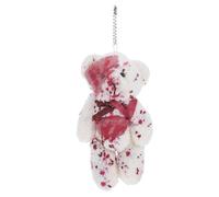 Abaodam Halloween Bear Keychain Beige Bloody Injured Doll Pendant Bag Charm Lightweight Key Ring for Friends Party Accessories