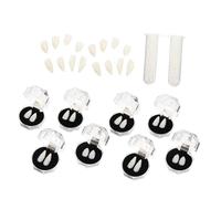 Abaodam Halloween Cosplay Fangs with Adhesive Beads Fake Teeth in Easy to Apply Vampire Teeth Props for Party Scary Costume Accessory for Family and Halloween Festivities