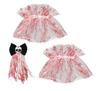 Abaodam Halloween Hair Clips Bloody Bride Costume Set Lightweight Polyester Gothic Skull Headpiece for Halloween Party and Home Gatherings