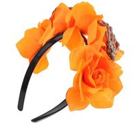 Abaodam Halloween Headbands for Women Spooky Halloween Rose Headband Ghost Cosplay Prop Skeleton Hands Horror Theme Skull Hair Hoops Style Orange